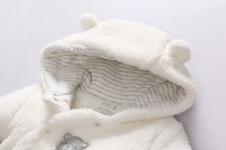 Baby clothes lamb winter cotton padded clothes baby newborn baby skin thickening climb Siamese clothes cotton Image