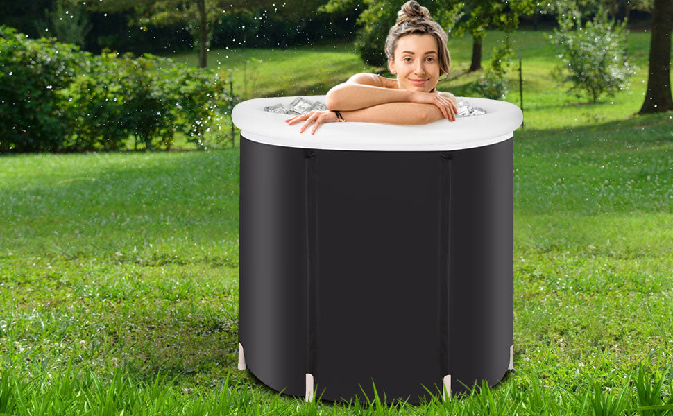 Recovery Ice Tub Foldable Bathtub Outdoor Portable Cold Water Therapy Tub Fitness Rehab Ice Tub For Athletes Long Lasting Insulated Ice Tub, Spa Soaking Bucket Image