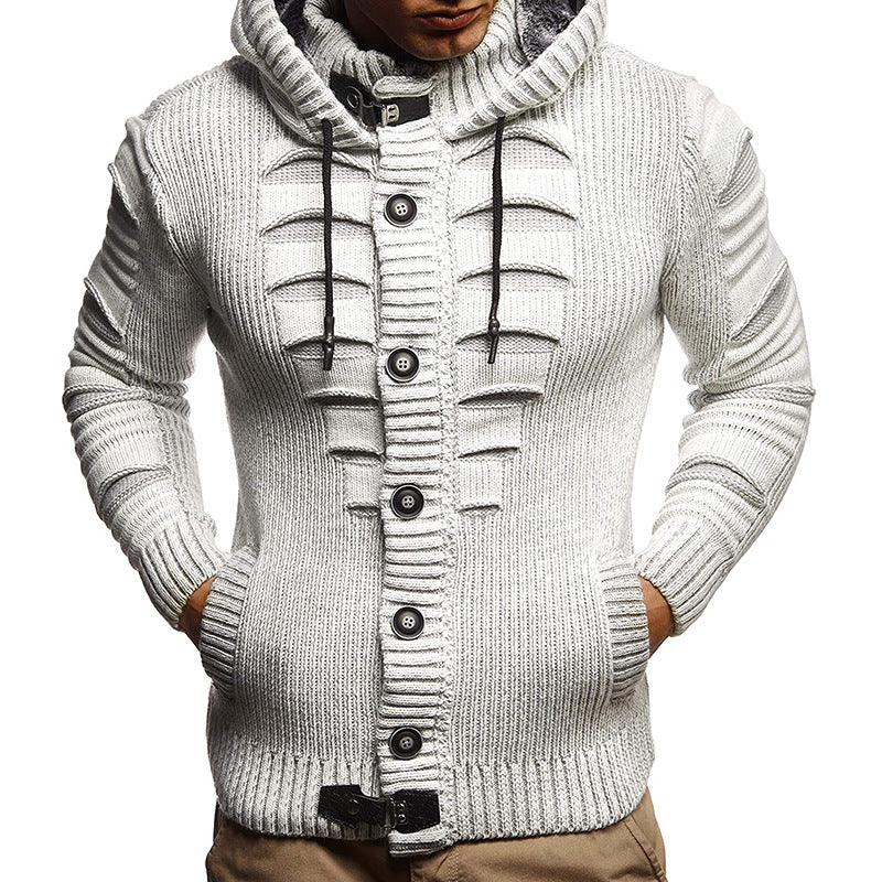 Sweater Men's Hooded Knitted Cardigan Jacket Image