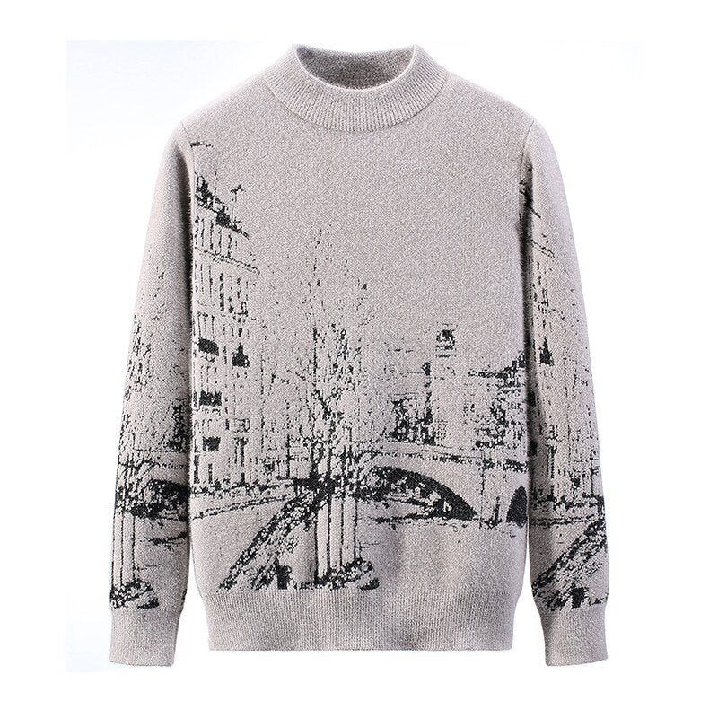 Autumn And Winter Round Neck Long Sleeved Pullover Thick Sweater Image