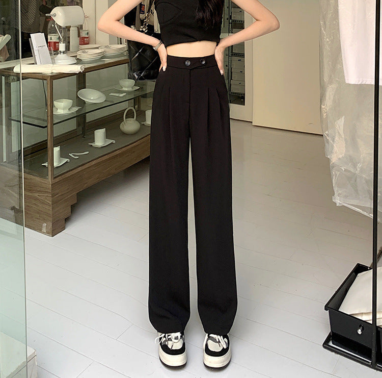 Women's New High Waist Loose Drape Suit Wide Leg Pants Image