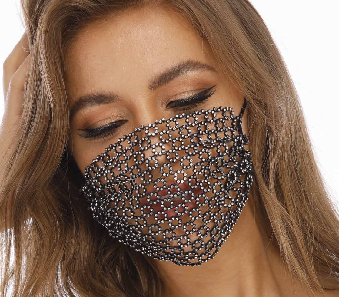 Novelty Fishnet-shaped Star Rhinestone Face Mask Image