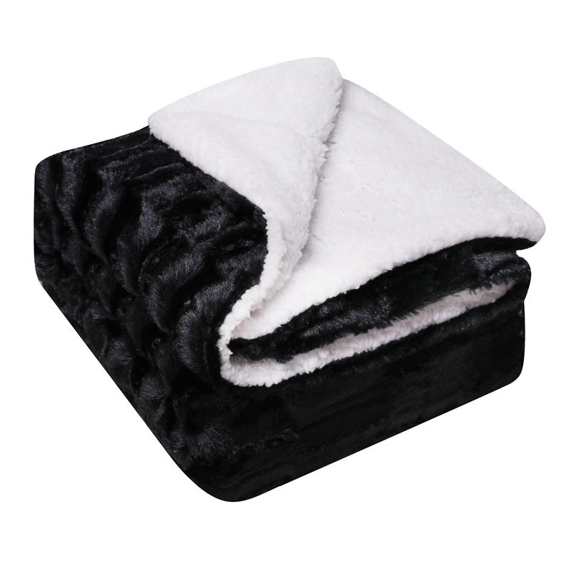 Thickened Flannel Lamb Wool Composite Double Blanket Leisure Blanket Gift Blanket Image