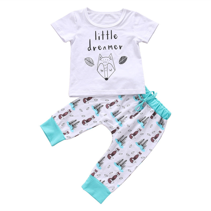 Newborn Baby Clothes Set T-shirt Tops+Pants Little Boys and Girls Outfits Image