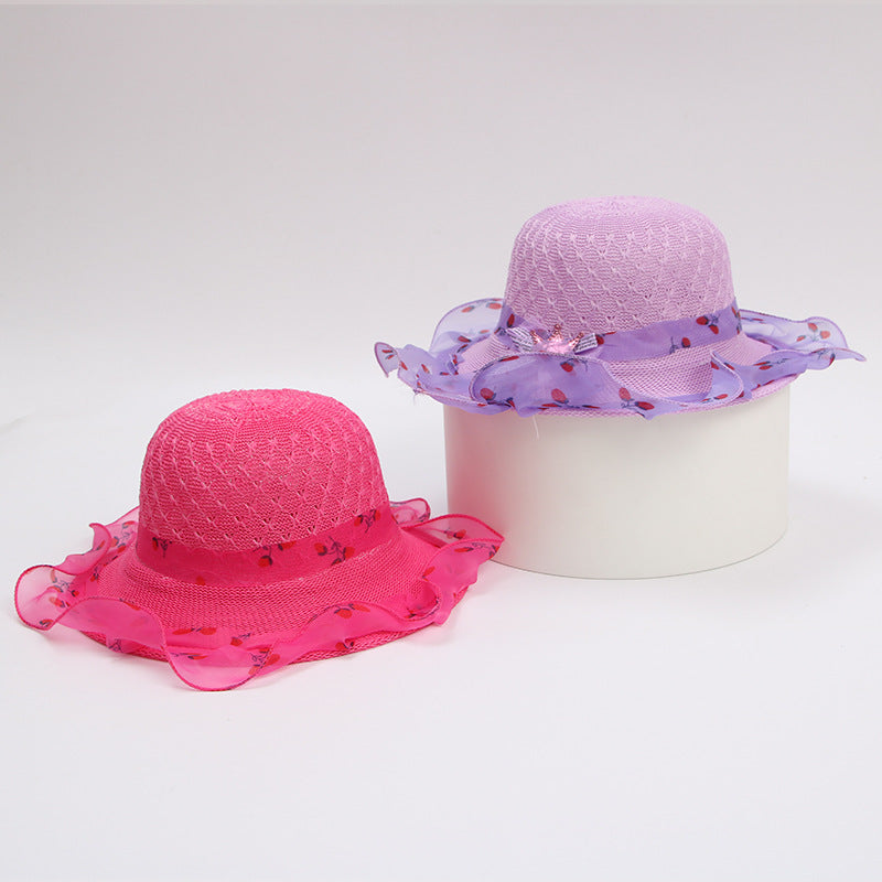 Princess straw hat kids sun hat Image