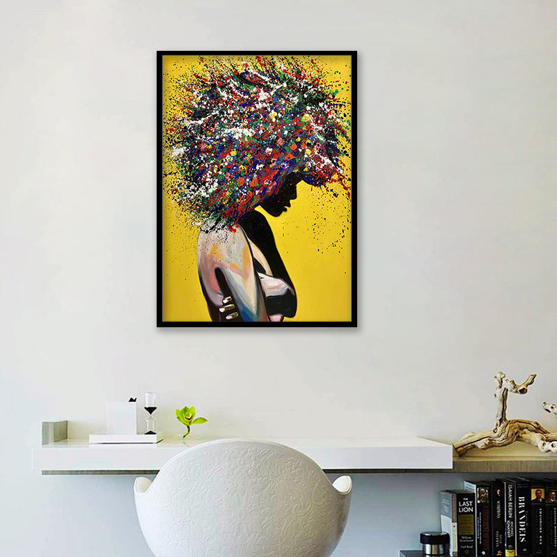 Girl portrait canvas print oil wall art poster Image