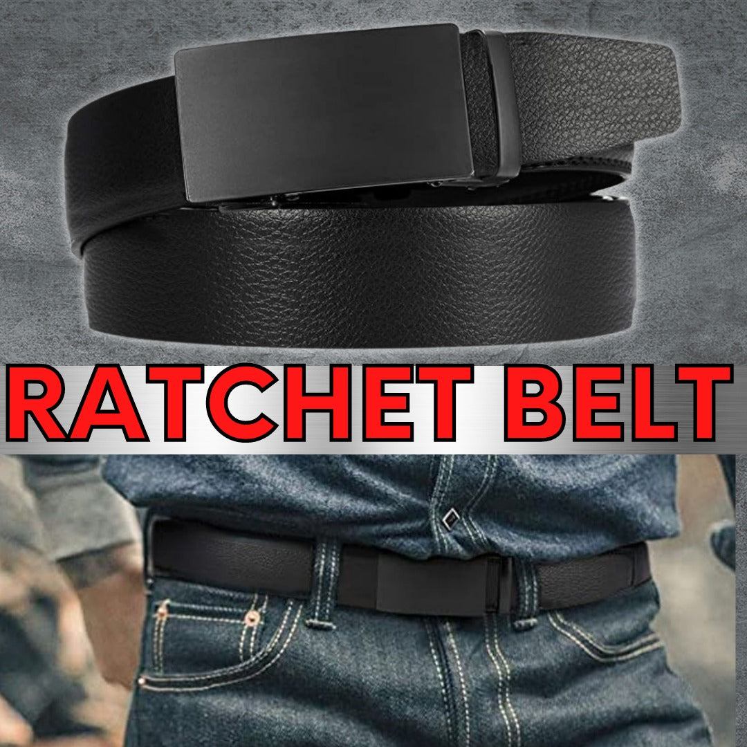 Microfiber Leather Mens Ratchet Belt Belts For Men Adjustable Automatic Buckle Black Image