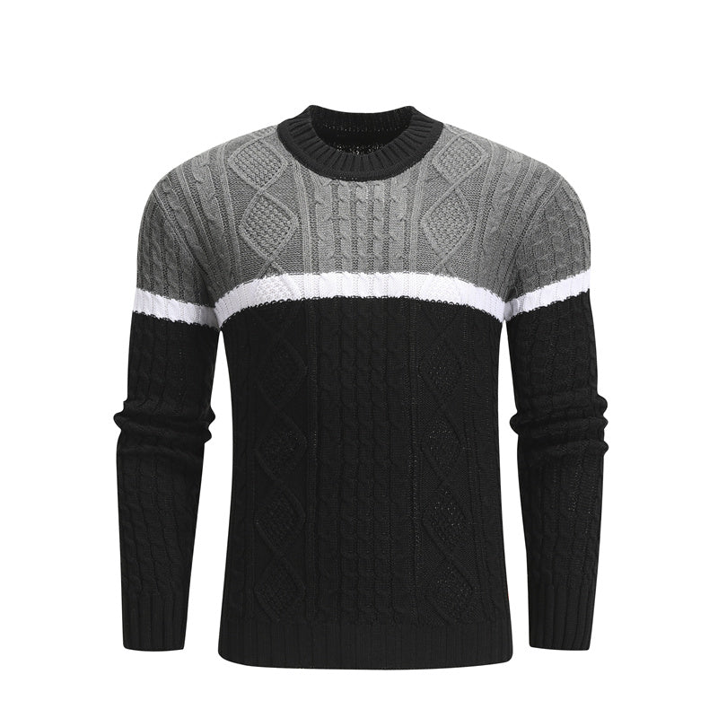 Men Casual Knitted Soft Cotton Sweaters Pullover Men Winter New Fashion Striped O-Neck Sweater Image