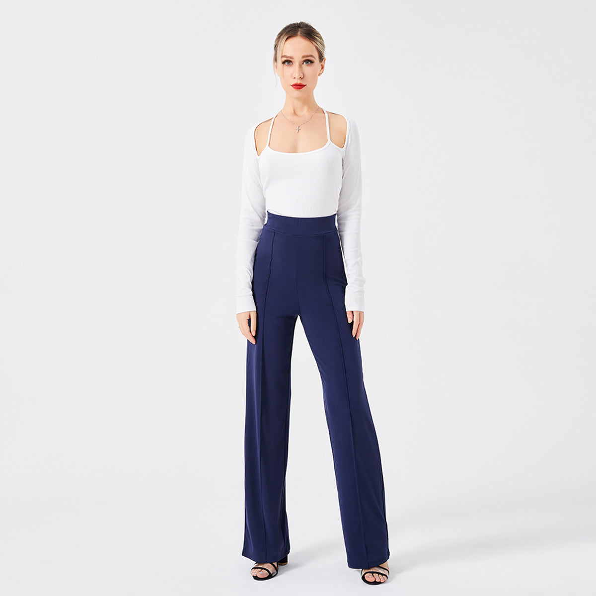 Solid Color Casual Pants Slim, High-waisted Bell Bottoms Image