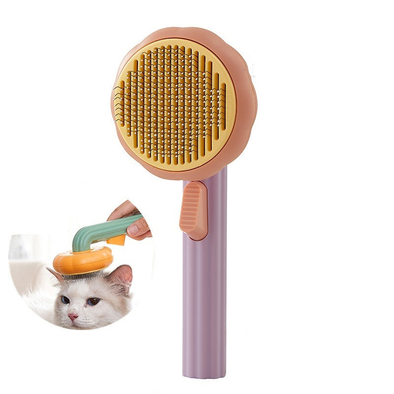 New Pet Cat Brush Hot Selling Hand-held Steel Wire Self-cleaning Comb Looper For Hair Removal Image