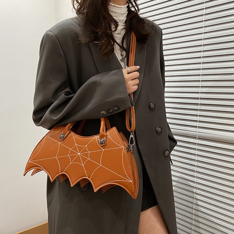 Halloween Spider Web Shape Shoulder Bags Personality Batgirl Tide Pu Handbags Fashoin Messenger Crossbody Bag Image