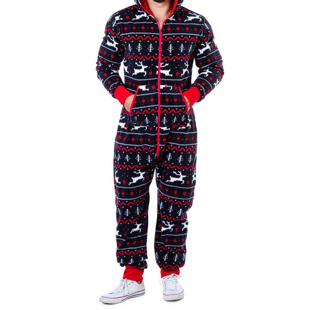 Christmas Family X'mas Costume Snowman Striped Print Jumpsuit Pajama Image