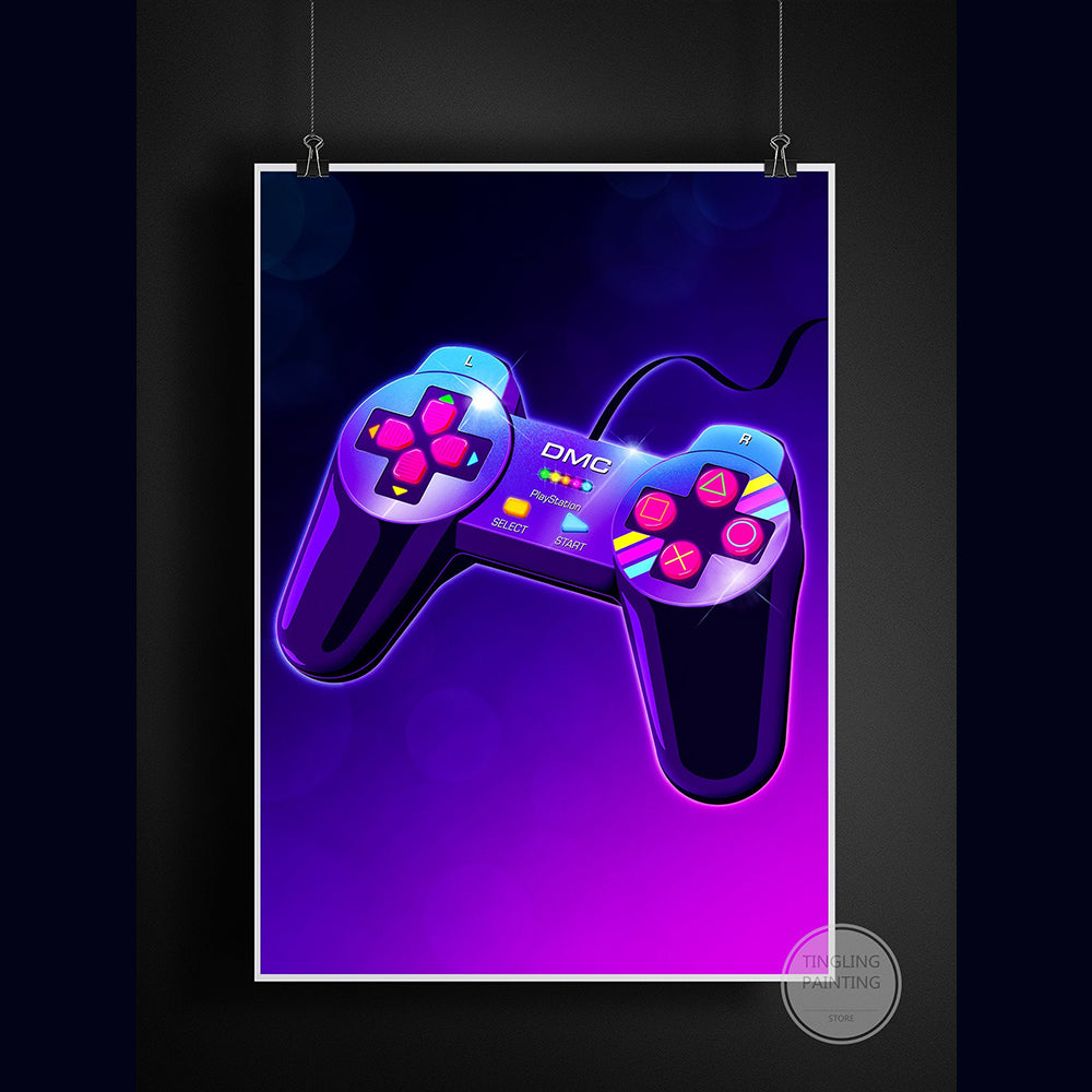 Retro Neon Game Poster Canvas Painting Image