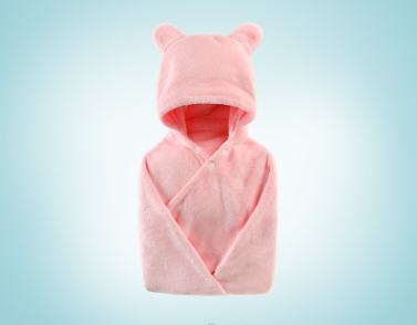 Cotton baby care hooded bath towel Image