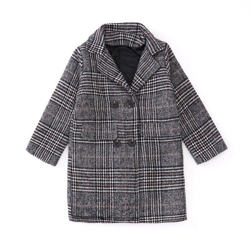 Gray plaid houndstooth coat for girls Image