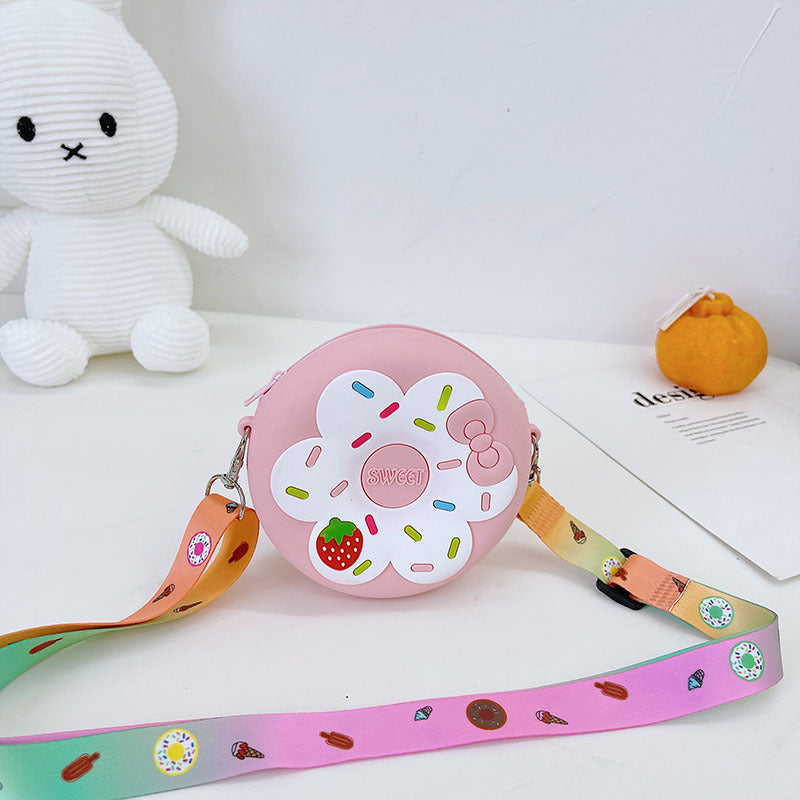 Silicone Children's Change Portable Crossbody Fruit Donut Shoulder Bag Image