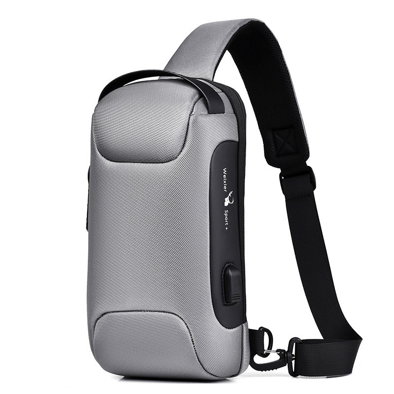 Waterproof USB Anti-theft Bag Men Oxford Crossbody Shoulder Bag Sling Multifunction Short Travel Messenger Chest Pack Image