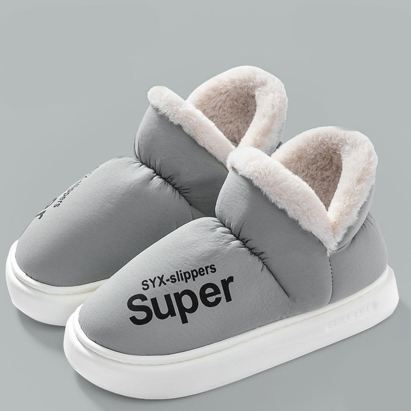 New Covered Heel Down Cotton Slippers For Women Winter Warm Thick-soled Platform Slippers Indoor And Outdoor Garden Walking Shoes Image