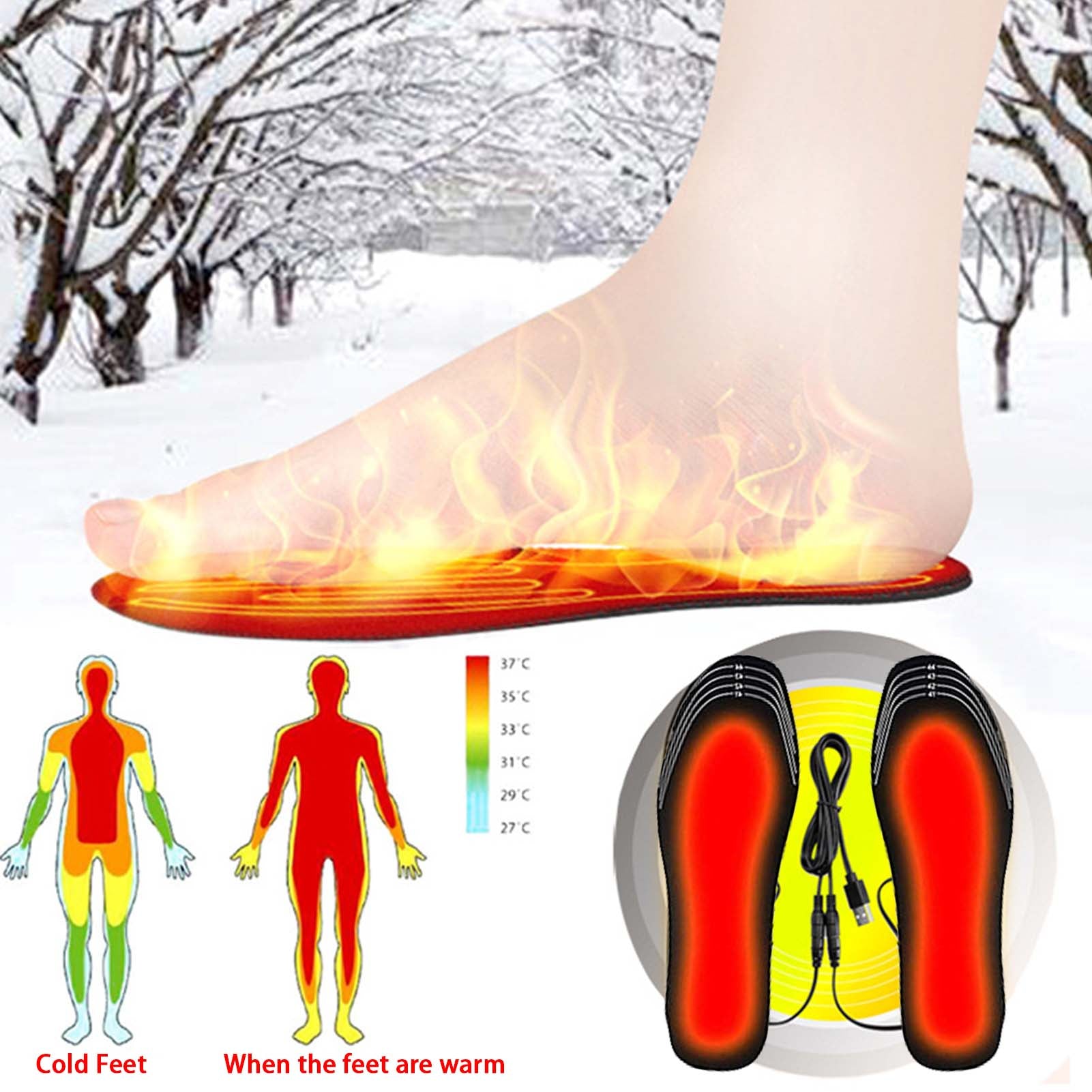 USB Heated Shoes Insoles Can Be Cut Winter Warm Heating Insoles Pad Feet For Boots Sneaker Shoes Image