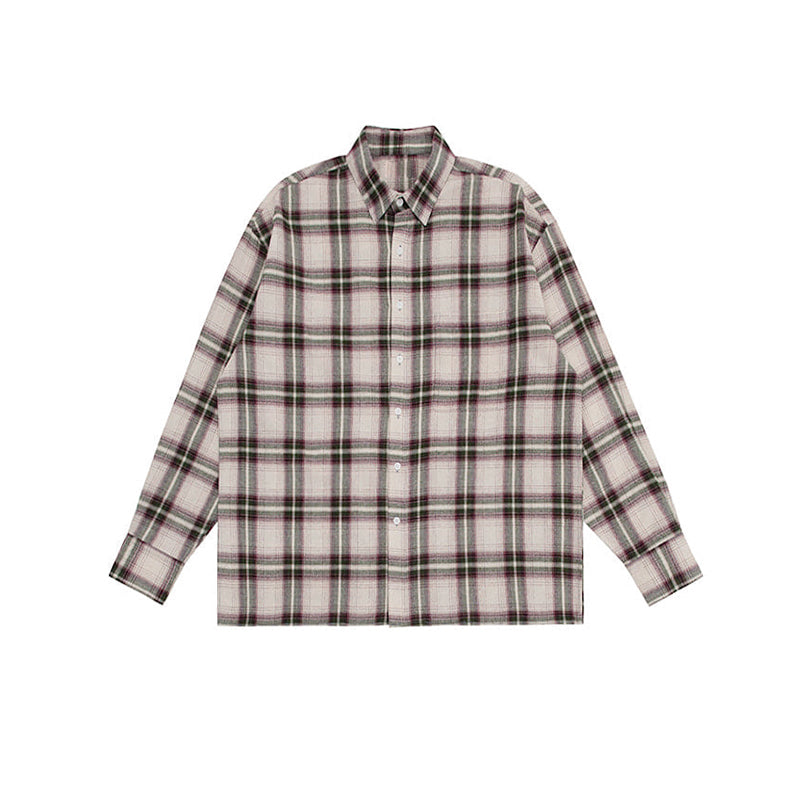 Men's autumn long sleeve plaid shirt Image