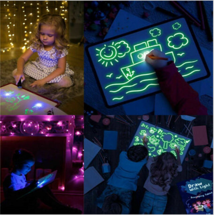 Educational Toy Drawing Pad 3D Magic 8 Light Effects Puzzle Board Sketchpad Image