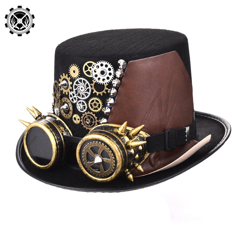 Steampunk Hat Gear Punk Rivet Hat Gothic Glasses Magic Hat Image