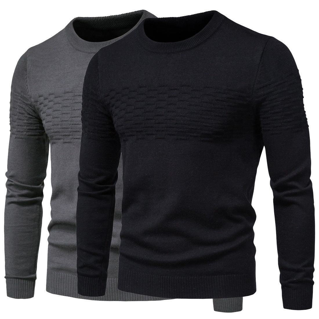 Men's casual slim pullover round neck bottoming shirt Image