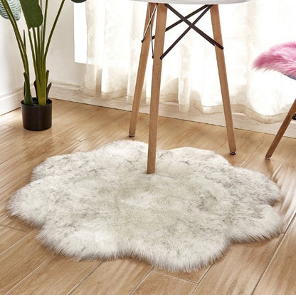 Artificial Woolen Carpet Rug Floral Shape Sheepskin Hairy Carpet Faux Mat Seat Pad Fur Warm Tapetes Floor Mat Soft Area Rug