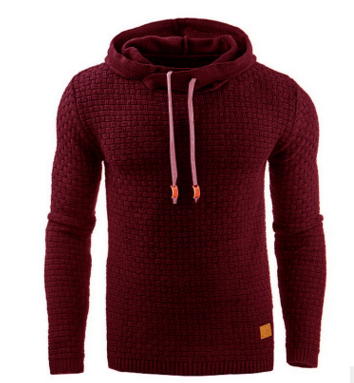 Men's Jacquard Sweater Long-sleeved Hoodie Warm Color Hooded Sweatshirt Jacket Image