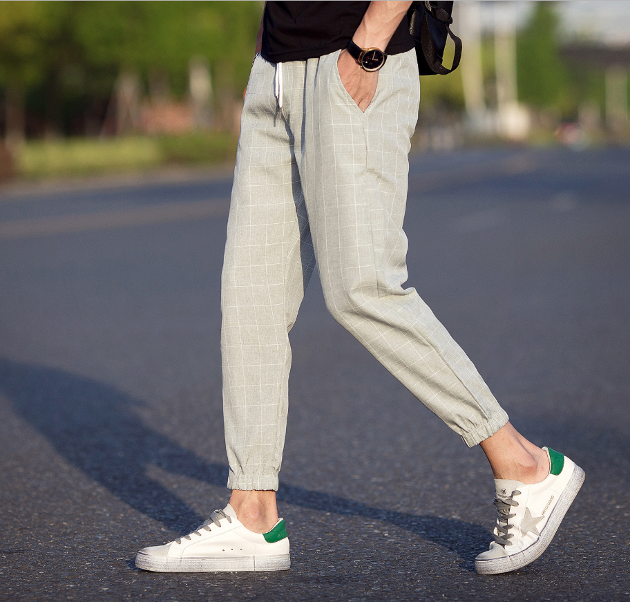 Casual Ankle-Length Plaid Pants Men Trousers Hip Hop Jogger Pants Men Sweatpants Streetwear Men Pants Trousers Image