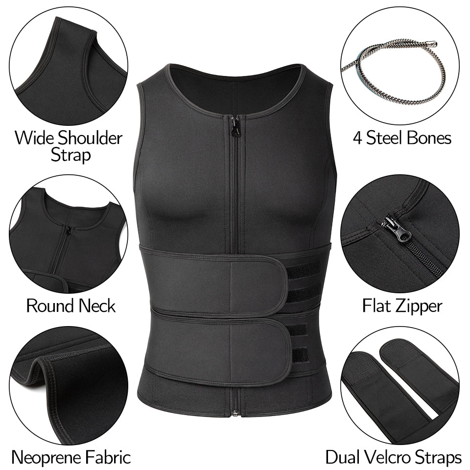 Men Sweat Vest Sauna Suit Waist Trainer Vest For Weight Loss Image