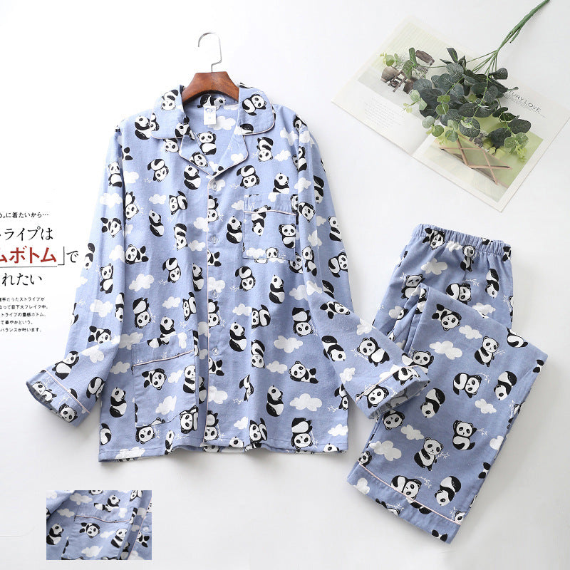 Men's Printed Long-sleeved Trousers Pajama Set Image