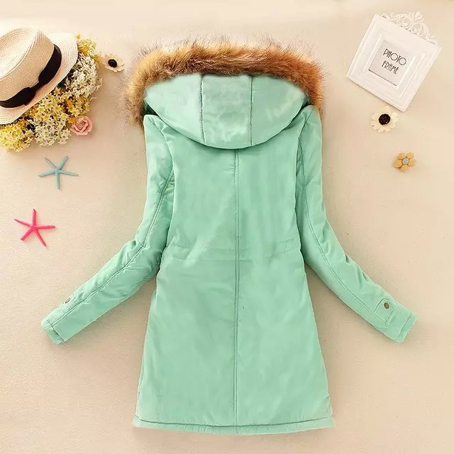 Thick Winter Jacket Women Large Size Long Section Hooded parka outerwear new fashion fur collar Slim padded cotton warm coat Image