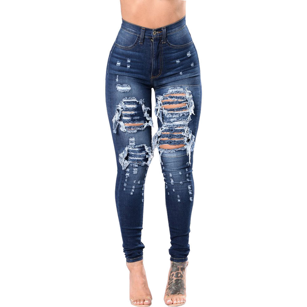 Women's ripped jeans pants Image