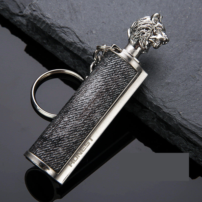 Creative Metal Keychain Lighter Wild Fire Ten Thousand Times Use Kerosene Lighters Gifts For Men Image