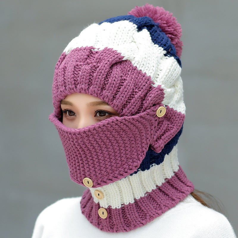 Ymsaid Fashion Winter Hat Thickened Cotton Women's Hat Warm PomPoms Hats For Women Girl Knitted Beanies Female Skiing Cap Image