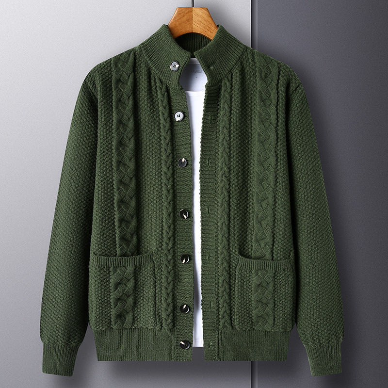 Young And Middle-aged Thick Knit Cardigan Retro Jacquard Loose-fitting Sweater Jacket Image