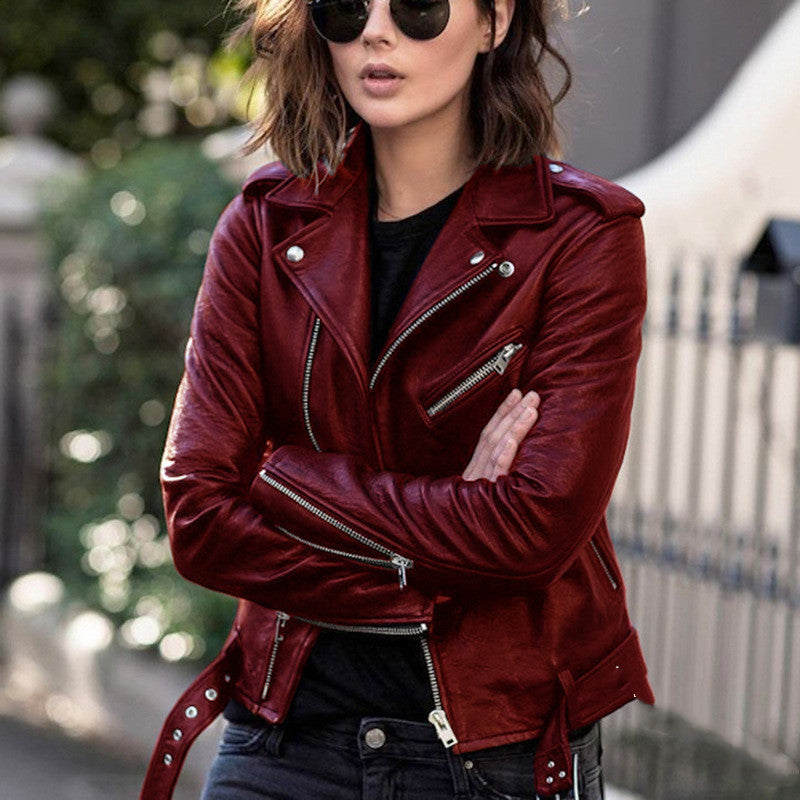 Zip leather jacket Image