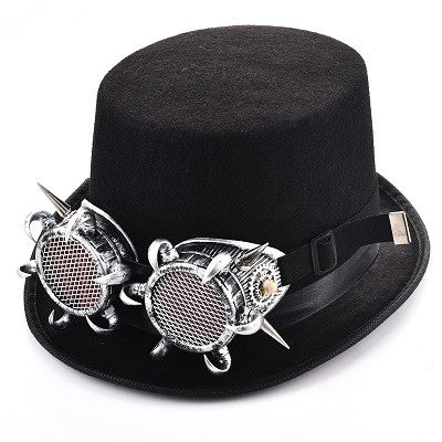 Steampunk Rivet Glasses Top Hat Goth Punk Magic Hat Retro Clothing Accessories Image