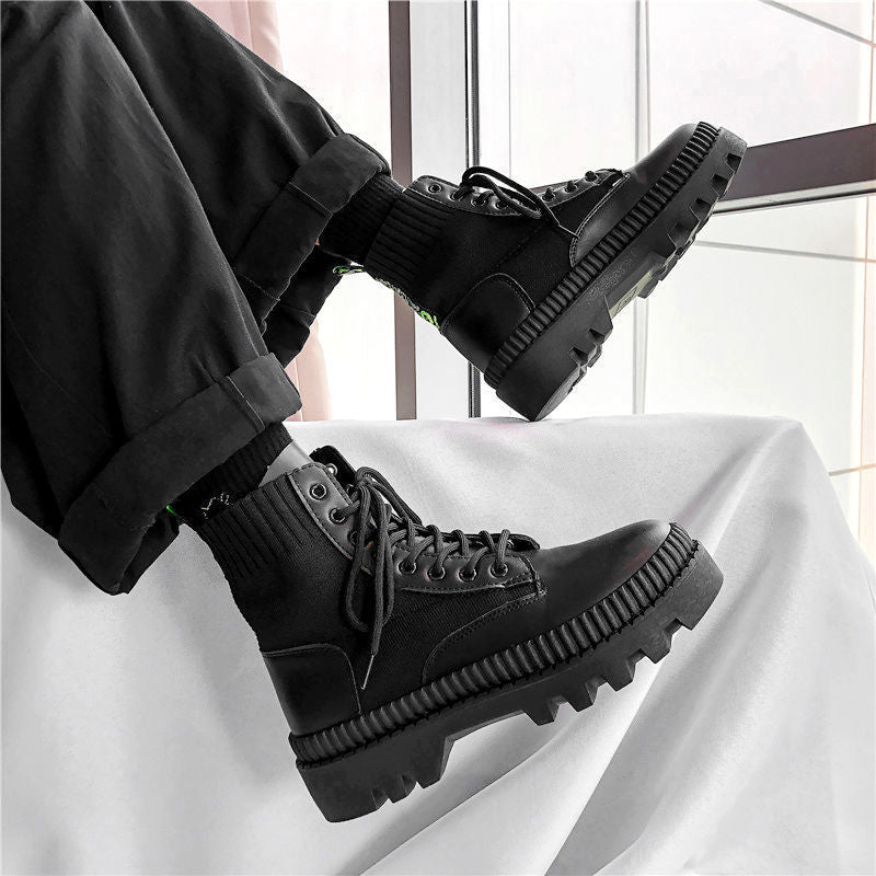 Men's Black Platform Doc Martens Boots Image