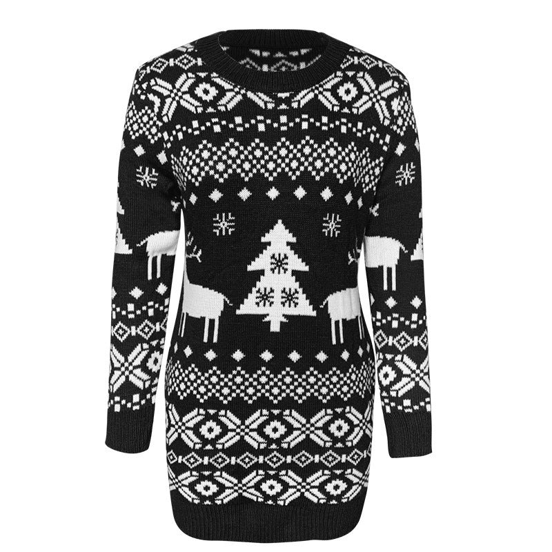 Christmas Elk Long Sleeve Knitted Sweater Image