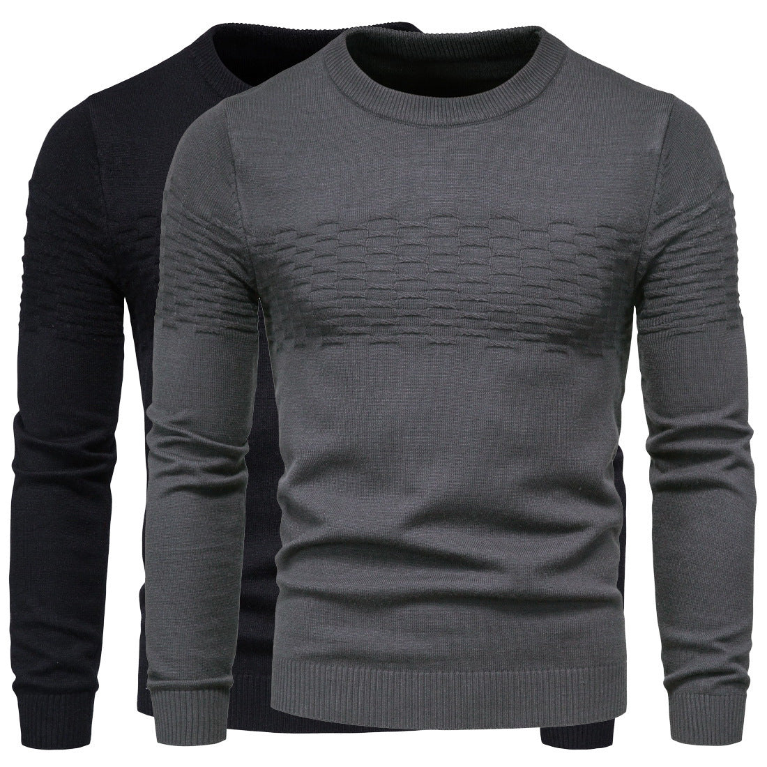 Men's casual slim pullover round neck bottoming shirt Image