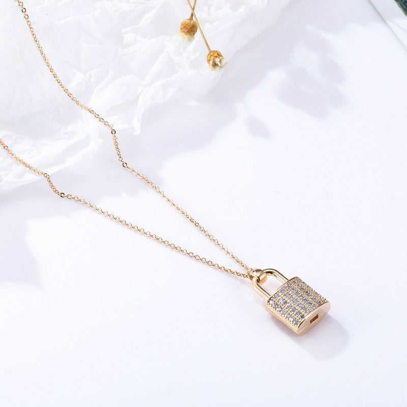 Zircon Lock Necklaces for Lover Luxury Necklace Image