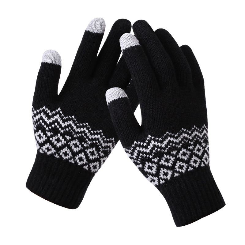 Knit Gloves Ladies Jacquard Touch Screen Warm Fashion Winter Gloves Image