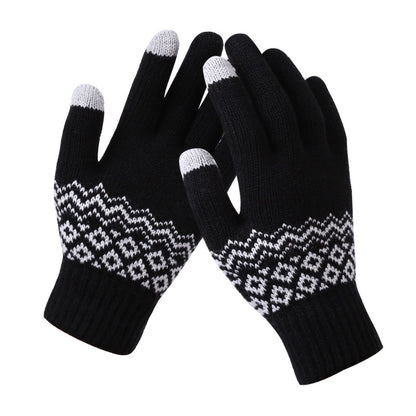 Knit Gloves Ladies Jacquard Touch Screen Warm Fashion Winter Gloves