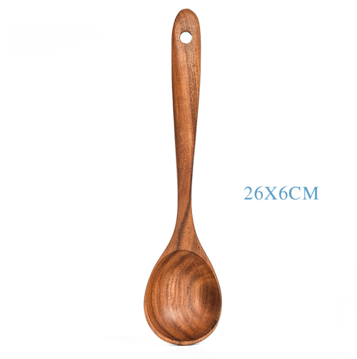 Teak Natural Wood Tableware Spoon Ladle Turner Rice Colander Soup Skimmer Cooking Tool Sets Spoon Scoop Kitchen Tools Gadgets Image