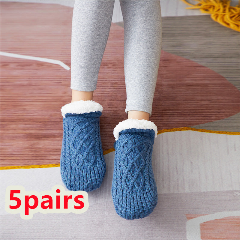 Winter Woolen Socks Women Thicken Warm Home Bedroom Socks Slippers Men Non-slip Foot Warmer Snow Socks Calcetines Mujer Image