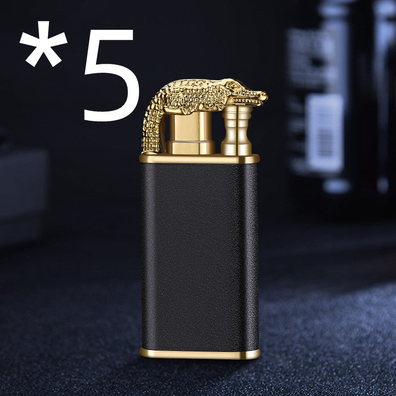 Creative Blue Flame Lighter Dolphin Dragon Tiger Double Fire Metal Winproof Lighter Inflatable Lighter Image