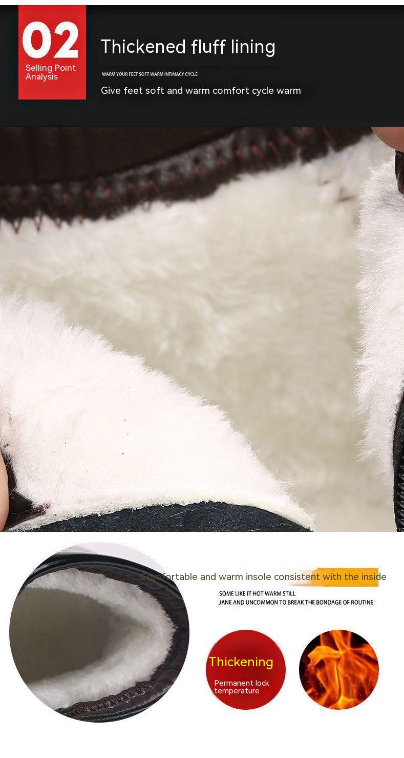 Winter Real Leather With Fleece Lining Men's Cotton Shoes Image