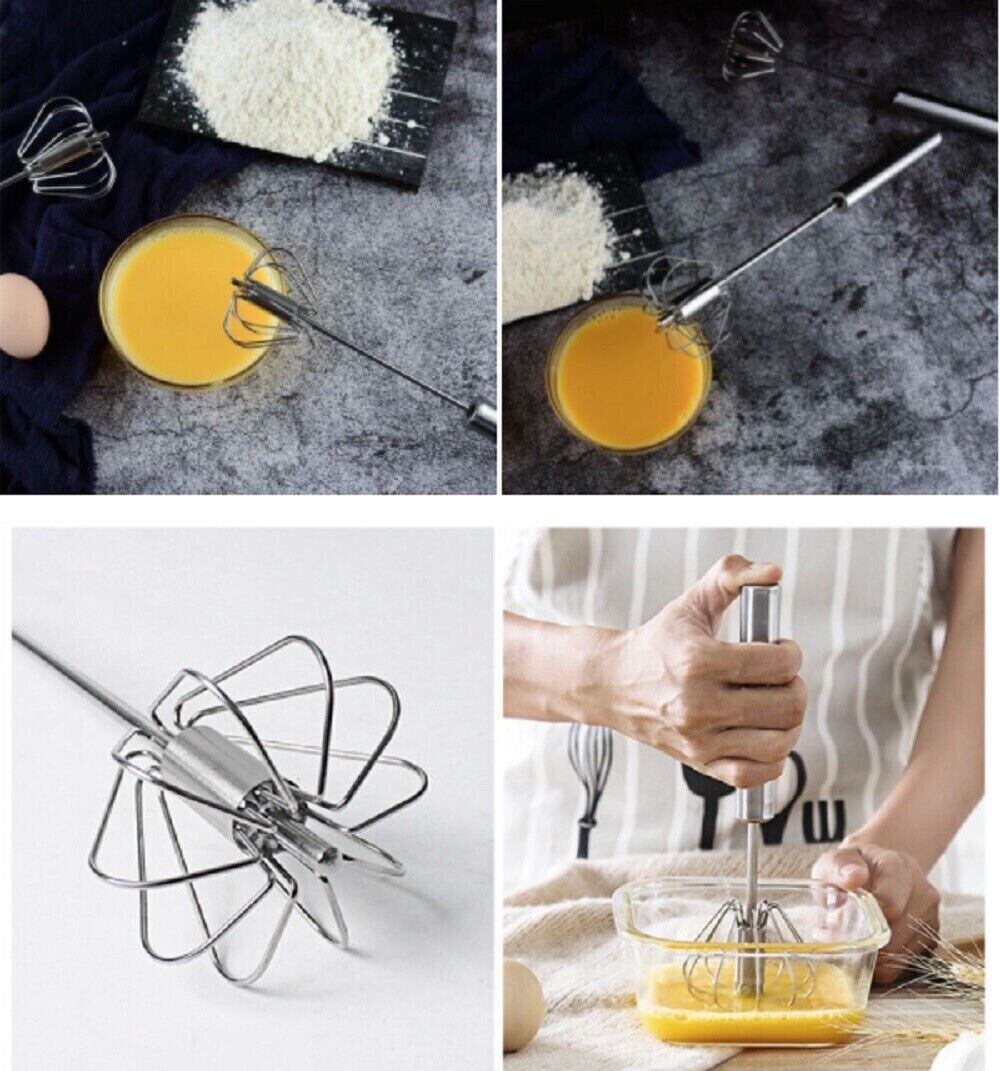 Semi-Automatic Egg Whisk Hand Push Egg Beater Stainless Steel Blender Mixer Whis Image